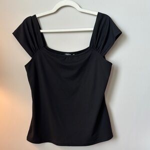 SHEIN Black Asymmetrical Blouse with Square Neckline